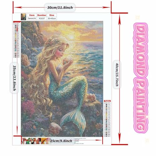Milila Diamond Art Kits for Adults Full Drill Diamond Painting Kit(Mermaid) - color: Mermaid