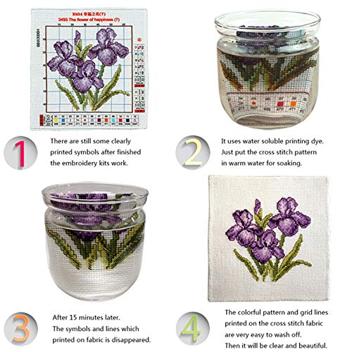 Funchey Stamped Cross Stitch Kits, DIY Cross Stitch Pattern for Adults Beginners Needlepoint Kits Embroidery Kit Arts and Crafts 11CT-Colorful Lotus Dragonfly 16x20 inch - color: Handicraft patterns07