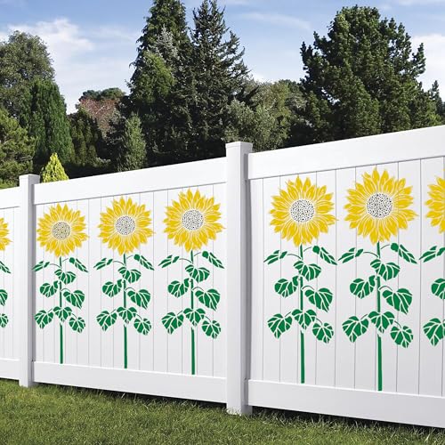 Large Flower Stencils for Painting,8 Pcs Reusable Sunflower Stencils for Painting on Wood Fence Walls Fabric Glass (Sunflower) - color: Sunflower(8Pcs)