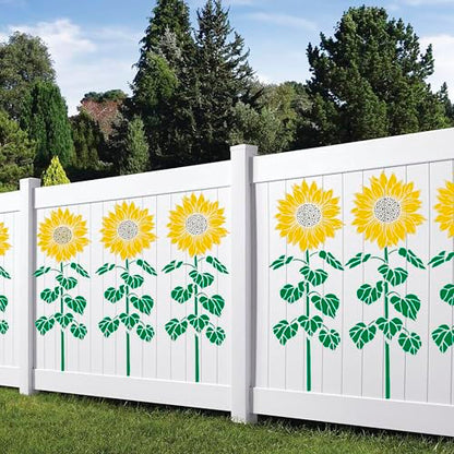 Large Flower Stencils for Painting,8 Pcs Reusable Sunflower Stencils for Painting on Wood Fence Walls Fabric Glass (Sunflower) - color: Sunflower(8Pcs)