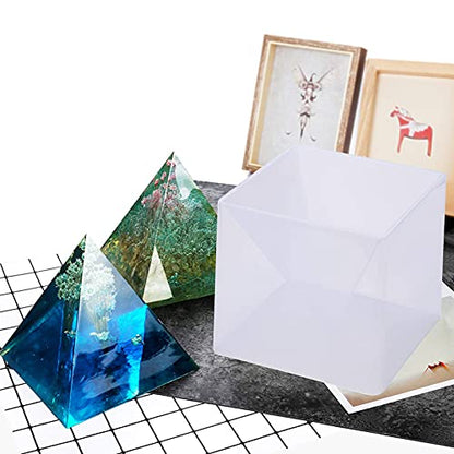 1pc Super Pyramid Silicone Mould Resin Craft Jewelry Crystal Mold Large Pyramid Resin Casting Silicone Jewelry Molds for Paperweight for Home Decoration Office Desk,15.7cm/6 inch +Plastic Frame | Epoxy Resin Casting Mold with Plastic Frame for Orgonite, P