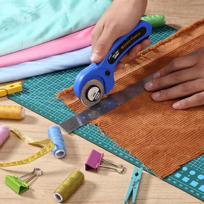 Mr. Pen- Rotary Cutter for Fabric with 1 Extra Blade, 45mm | Fabric Cutter Wheel, Fabric Rotary Cutter, Rotary Fabric Cutter, Sewing Rotary Cutter, Rotary Cutting Tool, Blue/Black - color: Blue