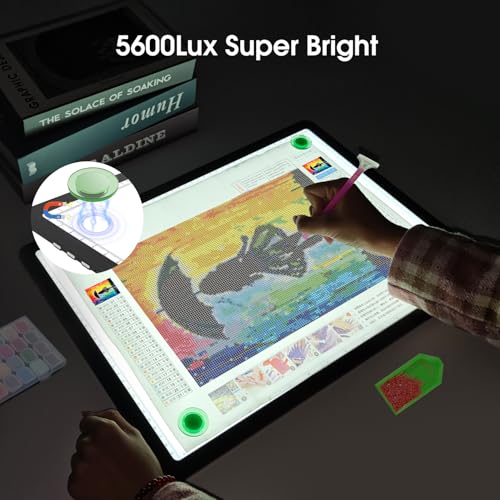 Rechargeable A3 Light Pad with Carry Bag, High-Brightness Tracing Light Box with 6 Levels of Brightness, Side Physical Buttons & 3 Colors, Wireless Light Board for Diamond Painting, Drawing, Sketching - style: Rechargeable A3 with Bag (Black)