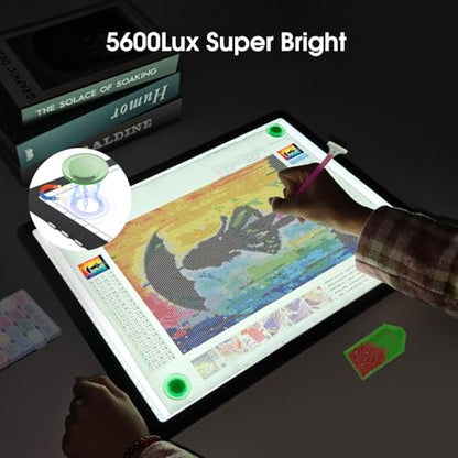 Rechargeable A3 Light Pad with Carry Bag, High-Brightness Tracing Light Box with 6 Levels of Brightness, Side Physical Buttons & 3 Colors, Wireless Light Board for Diamond Painting, Drawing, Sketching - style: Rechargeable A3 with Bag (Black)