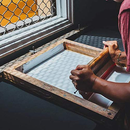 Worown 1 Piece 8 x 10 Inch Wood Silk Screen Printing Frame with 110 White Mesh and 1 Piece 4 x 6 Inch Screen Printing Squeegee - size: 8 x 10 Inch