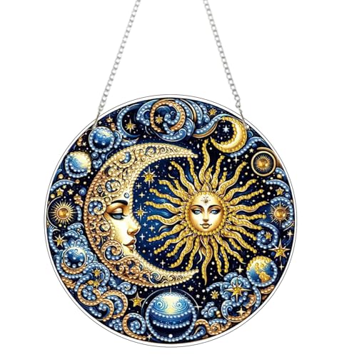 RYMILIE Hanging Diamond Art Kits for Adults Sun and Moon 8x8inch - color: DP01391