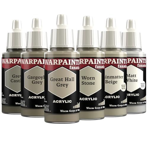 The Army Painter, Warpaints Fanatic Flexible Triad: Warm Greys&White 6x18ml | 6 x 18 ml Quality Acrylic Miniature Hobby Model Paint Set for Dnd & Warhammer 40K Figures - color: Flexible Triad: Warm Greys & White