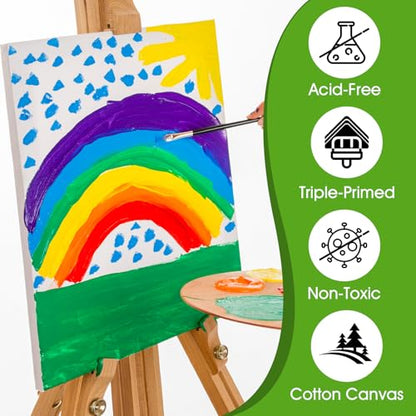 Stretched Canvas for Painting, Multi Size 11x14, 9x12, 8x10, 5x7, 4x4(4 of Each), 20 Packs Primed Blank Canvases, Very Good for Beginners or Professionals. - size: Multisize 20 Pack