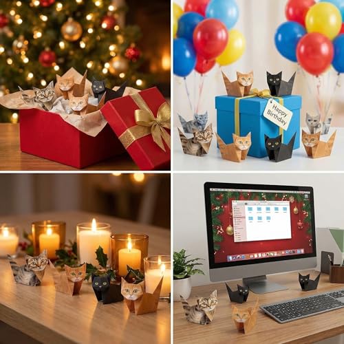 3D Origami Cat Kit, 50 Paper Cats, DIY Craft Kit for Adults & Teens