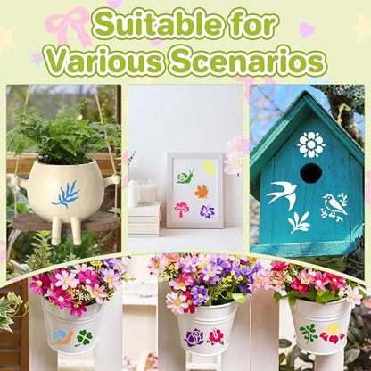 100Pcs Flower Stencils 1.5Inch Small Floral Leaf Stencil for Craft Painting | Reusable Stencils,Wildflower Butterfly Stencil,Floral Stencil,Drawing Templates,Scrapbook,Classroom,Projects,Wood,Sign,Wall - size: 1.5 Inch