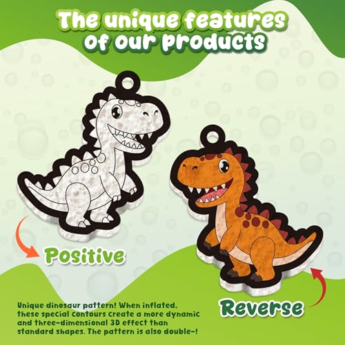 MZYTOZA 3D Art Kit Aqua Magic Puffs Dinosaur - Double-Sided, 15 Mess-Free Paint by Number Craft for Kids, Christmas Gift Idea & Stocking Stuffer, Art Projects with Puff Markers - color: Double-sided Dinosaurs