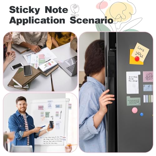 Hommie Sticky Notes Set, Divider Sticky Notes 410 Packs Planner Sticky Note Dividers Tabs with Color Coding for School Supplies, Office Supplies, Book Notes,Bible Sticky Notes - color: Flower(white Background)