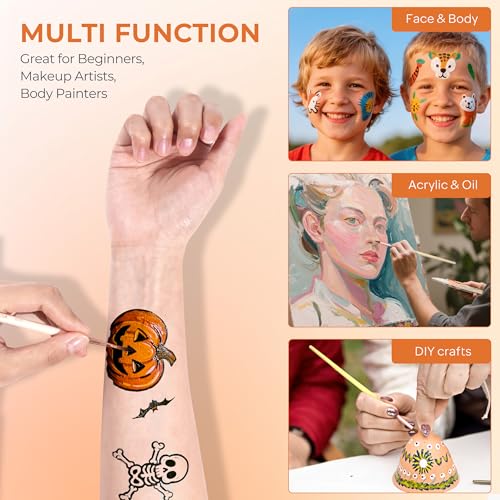Nicpro Face Paint Brush Set, 7PCS Professional Face & Body Painting Brushes - color: Black