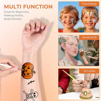 Nicpro Face Paint Brush Set, 7PCS Professional Face & Body Painting Brushes - color: Black