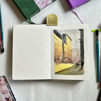 Square 100% Cotton Watercolor Paper Sketchbook, 140 LB, Cold Press - color: Deep Green, size: 6"x6"