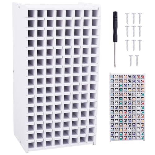 BENECREAT Wooden Art Marker Storage Rack, Pen Organizer with 120 Compartments, White Rectangle Desktop Organizer for Markers Pens Brushes Art Supplies, 13.39x5.16inch - size: 13.39x5.16inch
