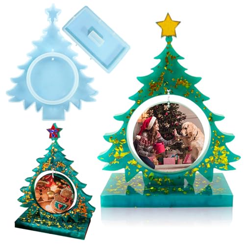 Wehous Resin Molds for Photo Frame, Large Christmas Tree Resin Mold, Picture Frame Silicone Epoxy Casting Mold, Unique Art Christmas Ornament Molds DIY Crafts Gift Table Home Decor - color: Tree-Type B