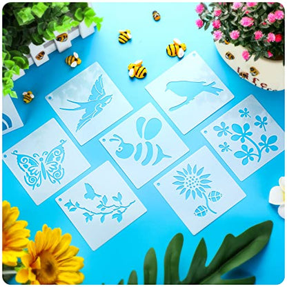 Marspark 72 Pcs Small Flowering Plants Stencils for Crafts Reusable, 3 Inch - style: Flowering Plants