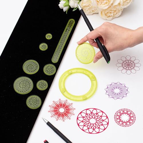 Chivao Spiral Art Kit Circle Stencils Drawing Tool Geometric Ruler,Vivid - style: Vivid