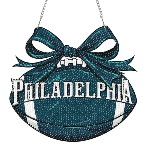 Rertcioph Football Diamond Art Hanging Kit for Adults, DIY Acrylic 5D Diamond Painting Hanging Ornament for Philadelphia Home Wall Decor and Gift - color: Philadelphia