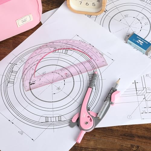 Mr. Pen- Geometry Compass and Protractor Set, 6 Inch Compass - color: Rogue Pink, size: 1 Set