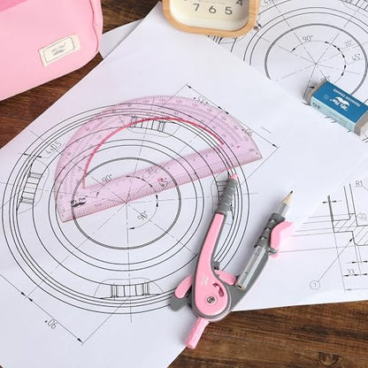 Mr. Pen- Geometry Compass and Protractor Set, 6 Inch Compass - color: Rogue Pink, size: 1 Set