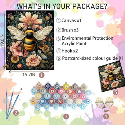 Arttoplus Bee Paint by Numbers Kit for Adults Beginner 16x20 inch - color: MT22034-US