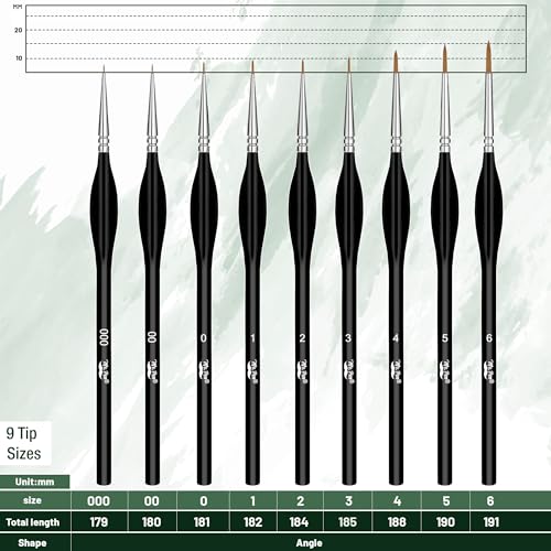 Mr. Pen- Miniature Paint Brushes, 9 Pcs, Detail Paint Brush Set - color: Black