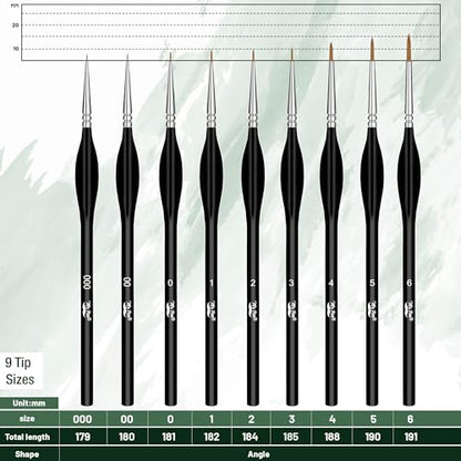 Mr. Pen- Miniature Paint Brushes, 9 Pcs, Detail Paint Brush Set - color: Black