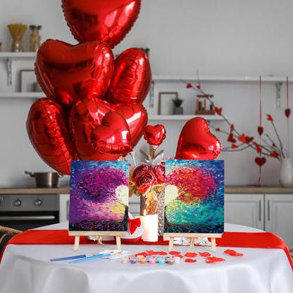 Zhanmai 2 Pack Sip and Paint Kit for Couples Date Night | 8 x 10 Inch, Pre Drawn Tree of Love Canvas, Paint Party Supplies, Romantic Adult Activity, Includes Easels Aprons Brushes Set - size: 8 x 10 Inch, style: Tree of Love