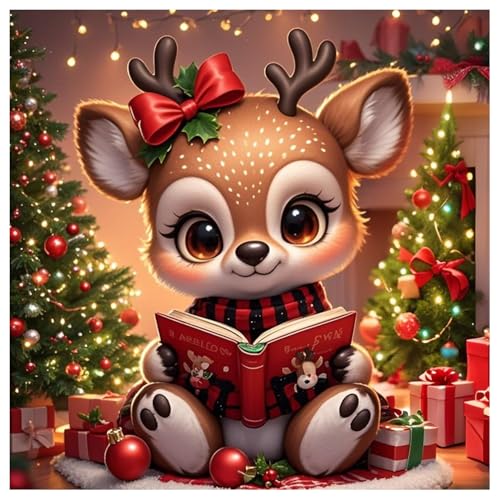 CRZMODE Christmas Paint by Numbers Kit for Adults, Deer Paint by Numbers for Adults, Acrylic Painting Crafts for Home Decor Gift (16x16inch) - color: Christmas Deer(16X16")