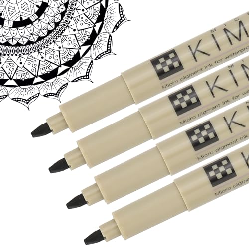 PATIKIL Micro Pen Fineliner Pens, 4Pcs 2mm Medium Point Drawing Pens Waterproof for Archival Artist Calligraphy Illustration Journaling Sketch, Black - size: 2mm