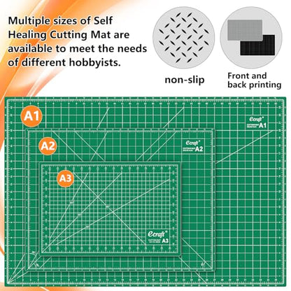 2-Pack 24"x36" Self-Healing Sewing Mat: Large Double-Sided Green 5-Ply Hobby Mat, A1 Rotary Cutting Mat for Sewing, Quilting & Fabric Crafts - color: Green, size: 24" x 36"（2-Pack）