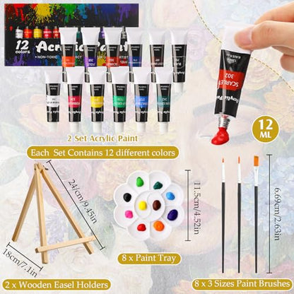 Cholemy 36 Pcs Paint and Sip Kit Gift for Adults 8''x10'',Floral Lady | Pre Drawn Canvas, Painting DIY Afro Acrylic Painting Kit, Wood Easel Brushes, Date Night Bulk, Summer Halloween Party - style: Floral Lady