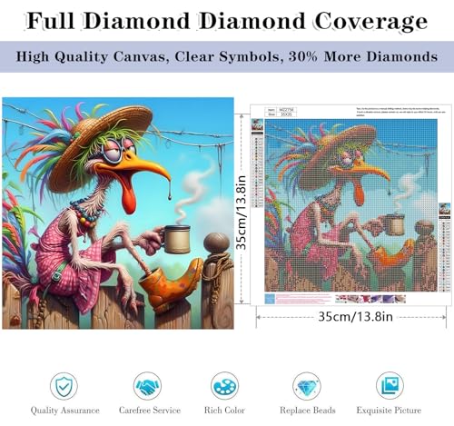 HHMATITS Chicken Diamond Art Kits for Adults 14X14IN - color: Chicken