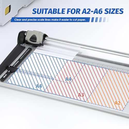670mm(26.37") Rotary Paper Trimmer, 15 Sheets Heavy Duty Paper Trimmer | Sharp & Safe Blade, Effective for A2-A6 Sizes, Commercial Grade Rotary Paper Cutter for Home/Office/School, Black & Silver - size: 26.37"