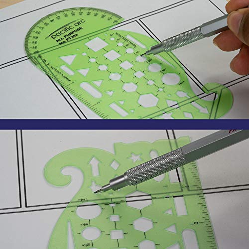 Pacific Arc All Purpose Template Guide, Featuring A Protractor, 4 Inch Ruler, French Curves, and Standard Shapes - style: All Purpose