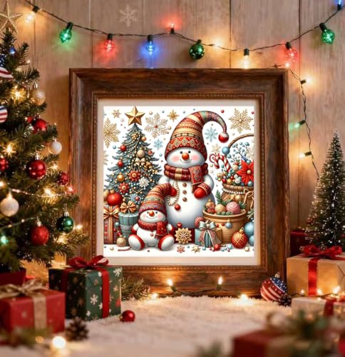 Xylogist Christmas Snowman Diamond Art Kits for Adults 14x14Inch | Snowman Diamond Painting Kit, 5D Fair Isle Style Diamond Painting, DIY Full Drill Gem Art for Adults for Home Wall Decor - color: Christmas Snowman, size: 13.8x13.8in(35x35cm)