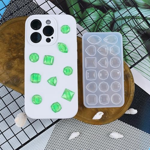 2Pcs Faceted Gemstone Silicone Mold for Jewelry Making | Gem Jewelry Casting Mold,Resin Jewelry Casting Molds - color: mix