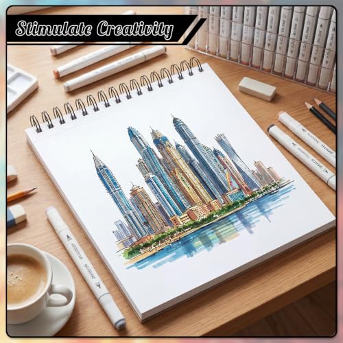 120lb/200gsm Marker Paper Pad 8.3 × 8.9 in, 60 Sheets, Spiral Bound - size: 8.3×8.9 Inch (60 Sheets )