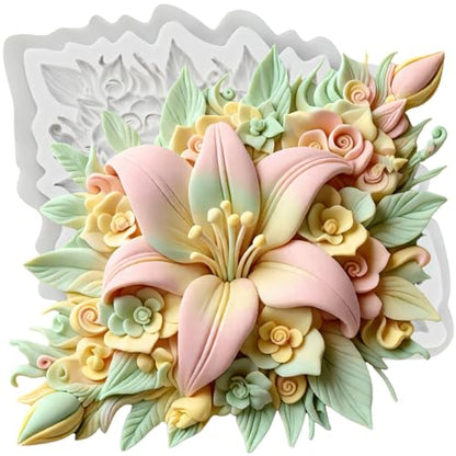 Lily Flower Silicone Molds Flower Leaves Polymer Clay Mold - color: Style C