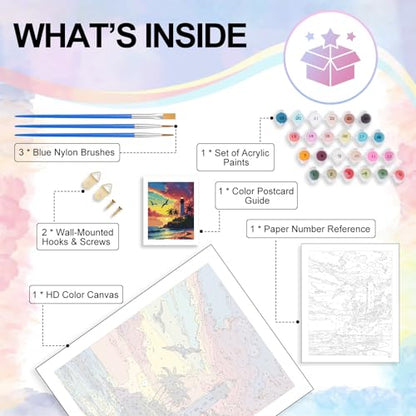 Paint by Numbers Kit for Adults, Lighthouse Number Painting Canvas Kit - color: LBOPNFP3