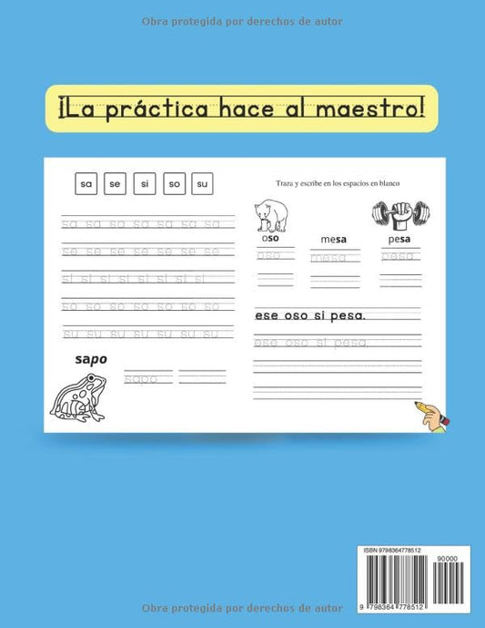 Caligrafía Inicial: Libro para aprender a repasar y a escribir letras, palabras y oraciones; cuaderno de trabajo para afianzar la lectura inicial - ... para niños en español) (Spanish Edition)