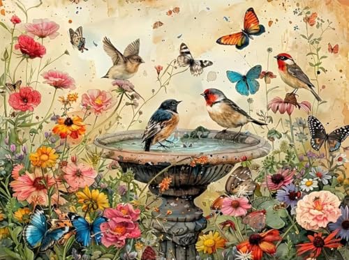 Diamond Art Kits for Adults,Garden Birds Diamond Painting Kits 12x16in | Diamond Painting Kit - Sparkling Full Drill Design Perfect for Home Decor, Holiday Gifting, And Relaxing Crafting 12x16inch - color: DP04534