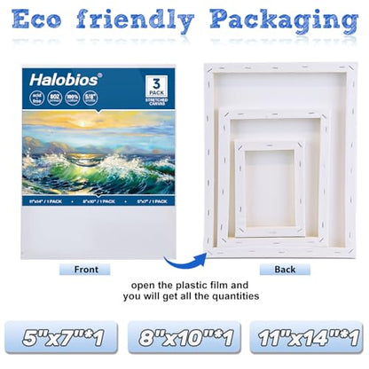 Stretched Canvases for Painting with 11x14 Inch, 5x7 Inch, 8x10, Painting Canvas for Acrylics,Oils & Other Painting Media, 5/8 Inch Profile 100% Cotton Artist Framed Canvas(3 Packs) - size: 3 Pack Mixed - 11×14IN 8×10IN 5×7IN