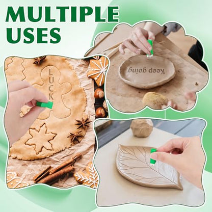 Meetory 2 PCS Alphabet Stamps for Clay Pottery, Letter Stamps, Clay Letter Stamps, Capital Letters and Number, Lowercase and Alphabet Symbols Small Press Fondant Embosser DIY Cookie Stamps