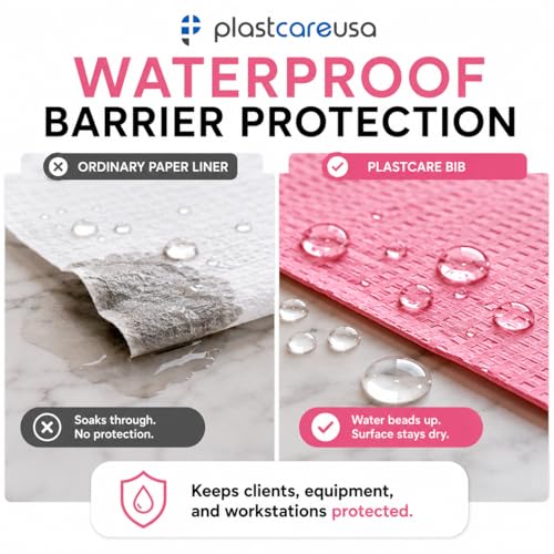 Disposable Dental Bibs 13"x18" (125 Pack) - 3 Ply Waterproof Tattoo Bib Sheet for Patients - Dentist or Medical Tray Cover and Nail Table Cover Supplies, Pink, One Size - color: Pink