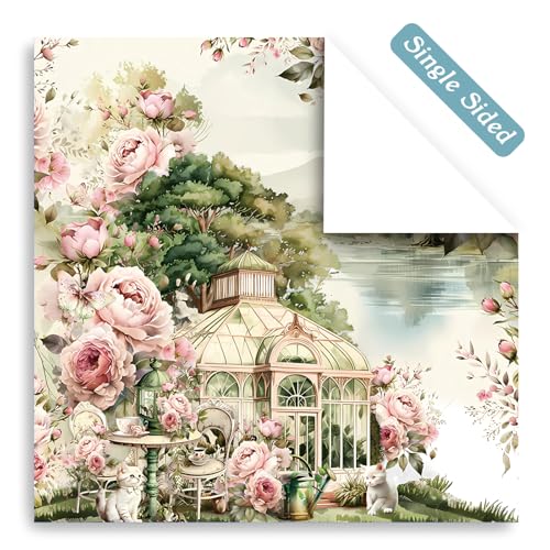 Scrapbook Paper, 24 Sheets 6"×6" 160gsm Single-Sided Patterned Cardstock - color: 24 sheets-garden wedding