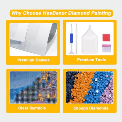 HeeBenor 5D Landscape Large Diamond Painting Kits for Adults, 27.5" X15.7" - color: Seaside Town 047