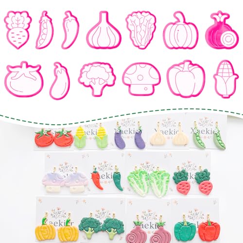 13 Pcs Vegetable Polymer Clay Cutters - Miniature Food Shape Jewelry Making Tools for Earrings, Charms & DIY Crafts, Soft Clay Molds - color: 2G color